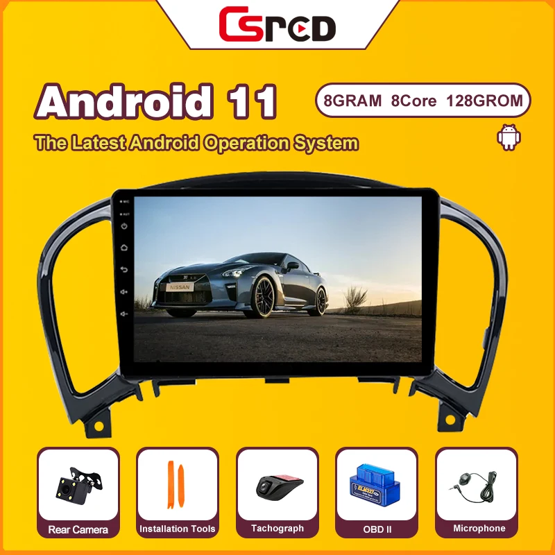 Автомобильное радио Csred 8G/128GB/SIM Android 11 для Nissan Juke F15 2010-2016 автомобильный