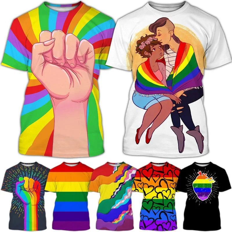

Новая мода ЛГБТ Радуга 3D Печатный хип-хоп с коротким рукавом Круглый вырез повседневная крутая забавная футболка Топы
