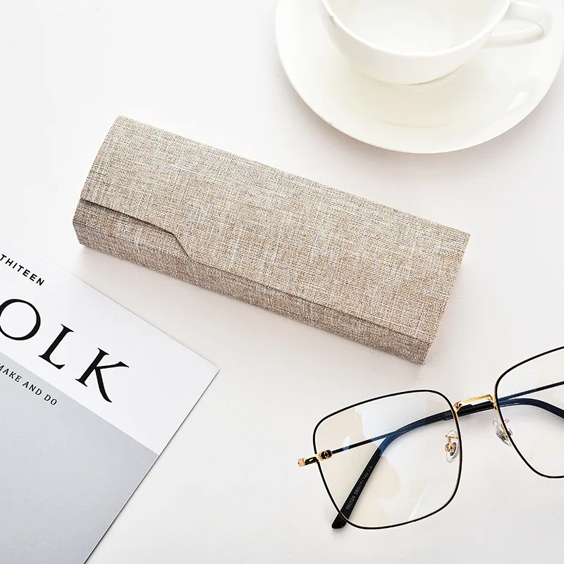 

Vintage Linen Flip Square Glasses Box Sunglasses Linen Anti-Pressure Eyewear Case Optical Glasses Case Portable Storage Box A926