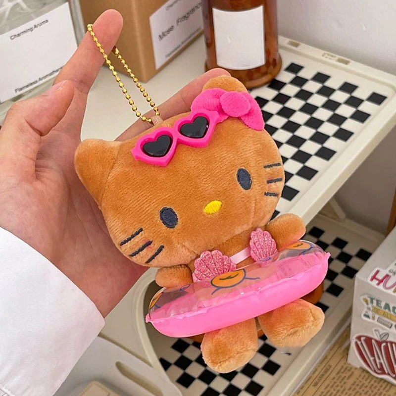 Плюшевое плавательное кольцо Kawai милый кулон в виде кошки плюшевый брелок черной