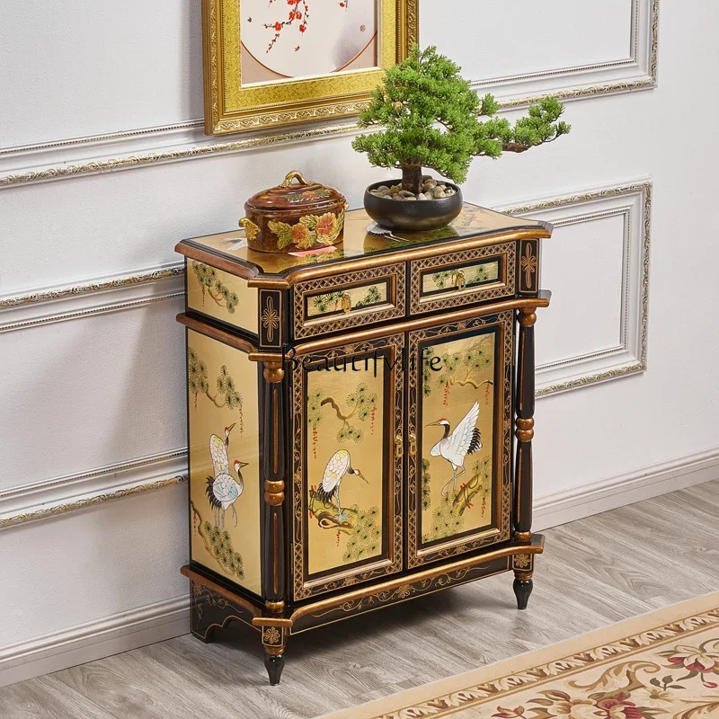 Входной шкаф из массива дерева золотая фольга сосновый кран Яннь Мин-Цин
