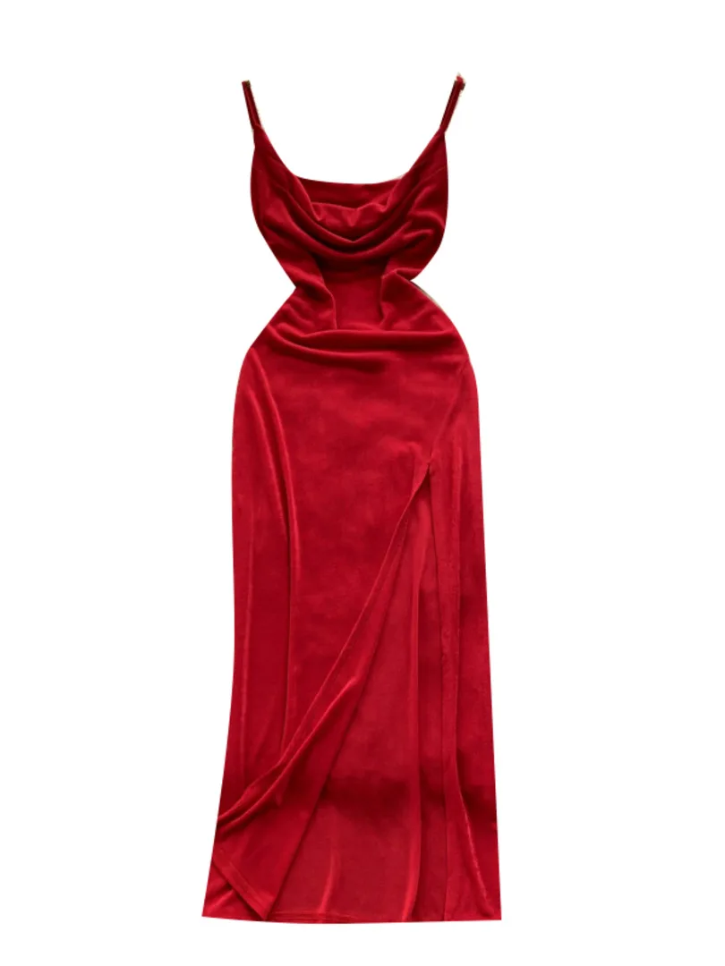 

Сексуальное женское вечернее платье Foamlina на бретелях-спагетти, однотонное летнее элегантное тонкое платье без рукавов с открытой спиной и высоким разрезом, модель 2022