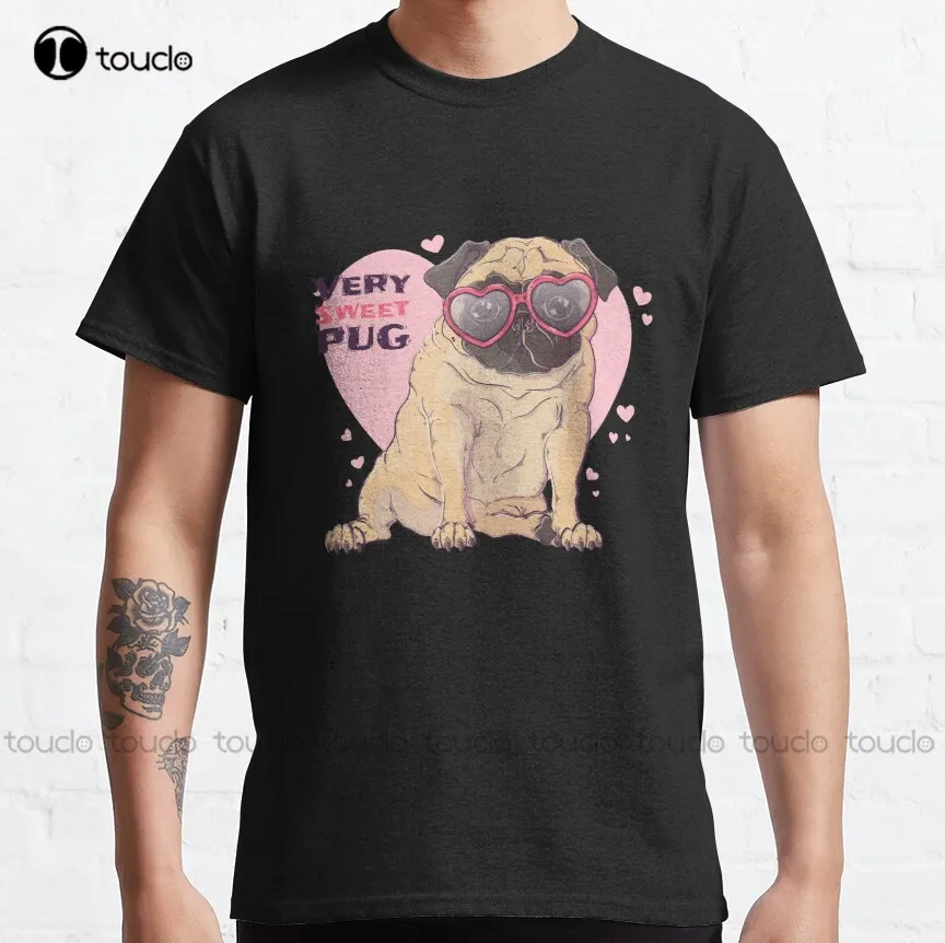 

Dog Very Sweet Pug Classic T-Shirt Kids White Tshirt Cotton Outdoor Simple Vintag Casual T-Shirt Gd Hip Hop Xs-5Xl New Popular