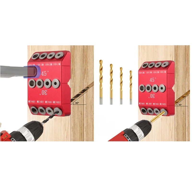 

30/45/90° Angle Drill Hole Guide Jig For Angled And Straight Hole,Cable Railing Lag Screw Drilling Template