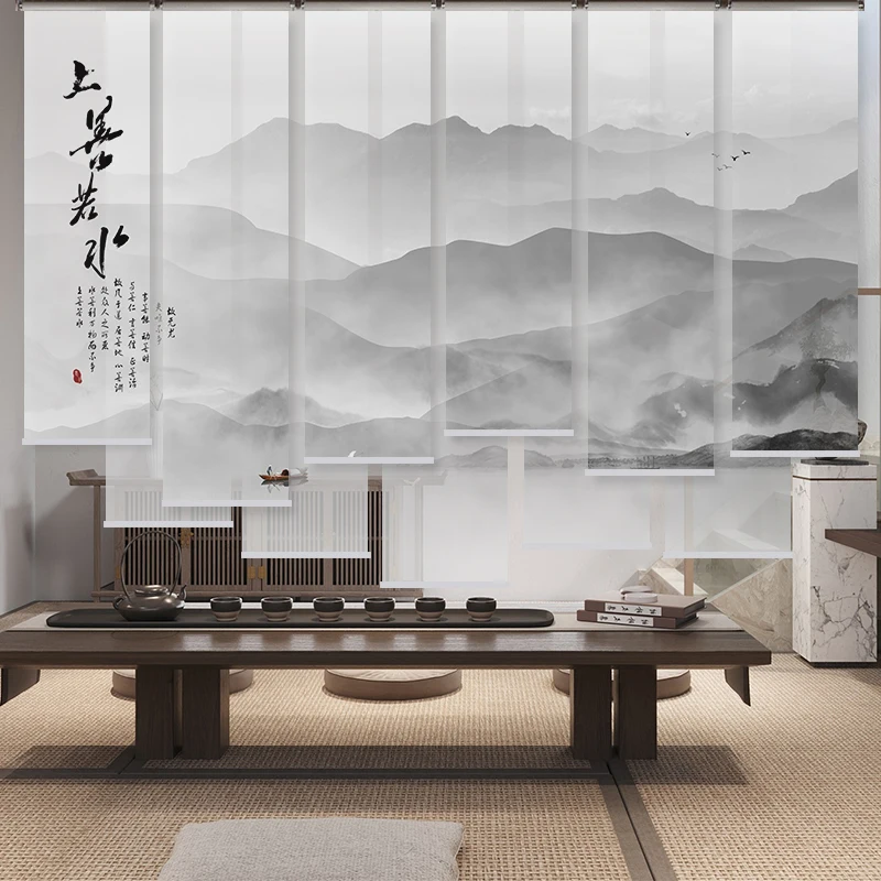

Офисная печать затвора Zen электрические чернила Ландшафтная живопись перегородка газовый экран подвесной