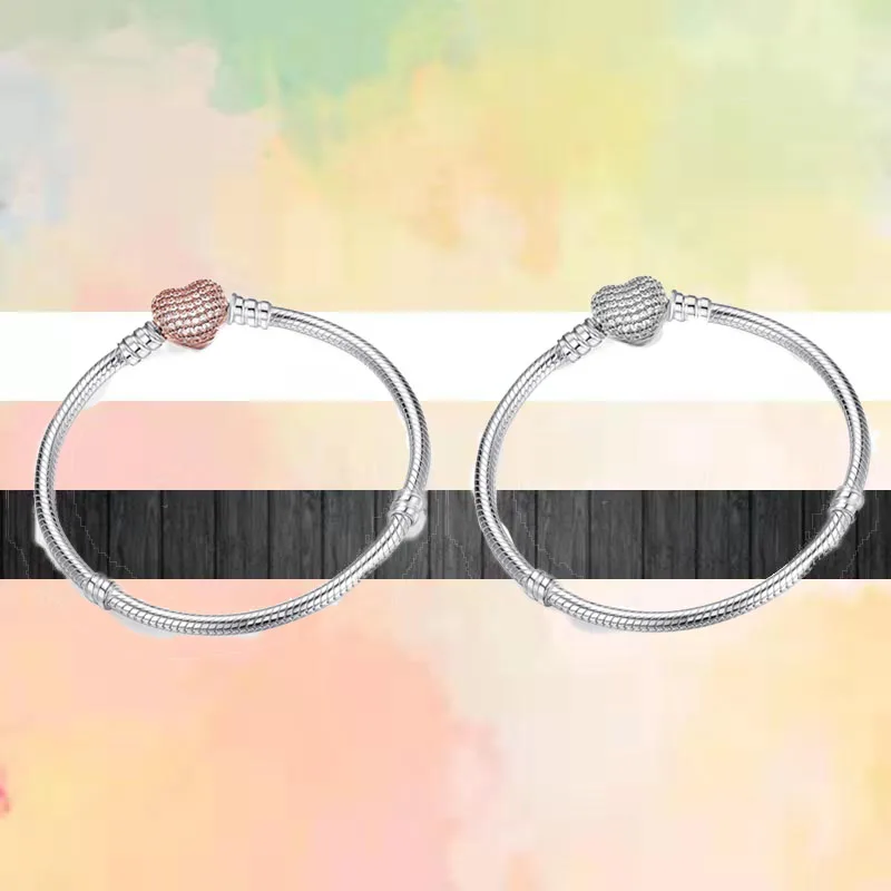 

Classic Authentic Silver Plated Snake Chain Base Bracelet Fit Original Pandora Charms Silver Color Bracelet DIY Women Jewelry