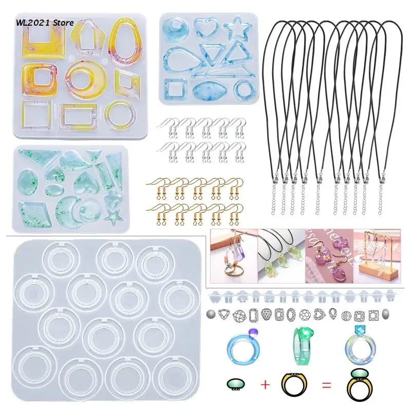 

Ring Mould Necklace Pendant Earrings Epoxy Resin Casting Molds DIY Gifts for Kid