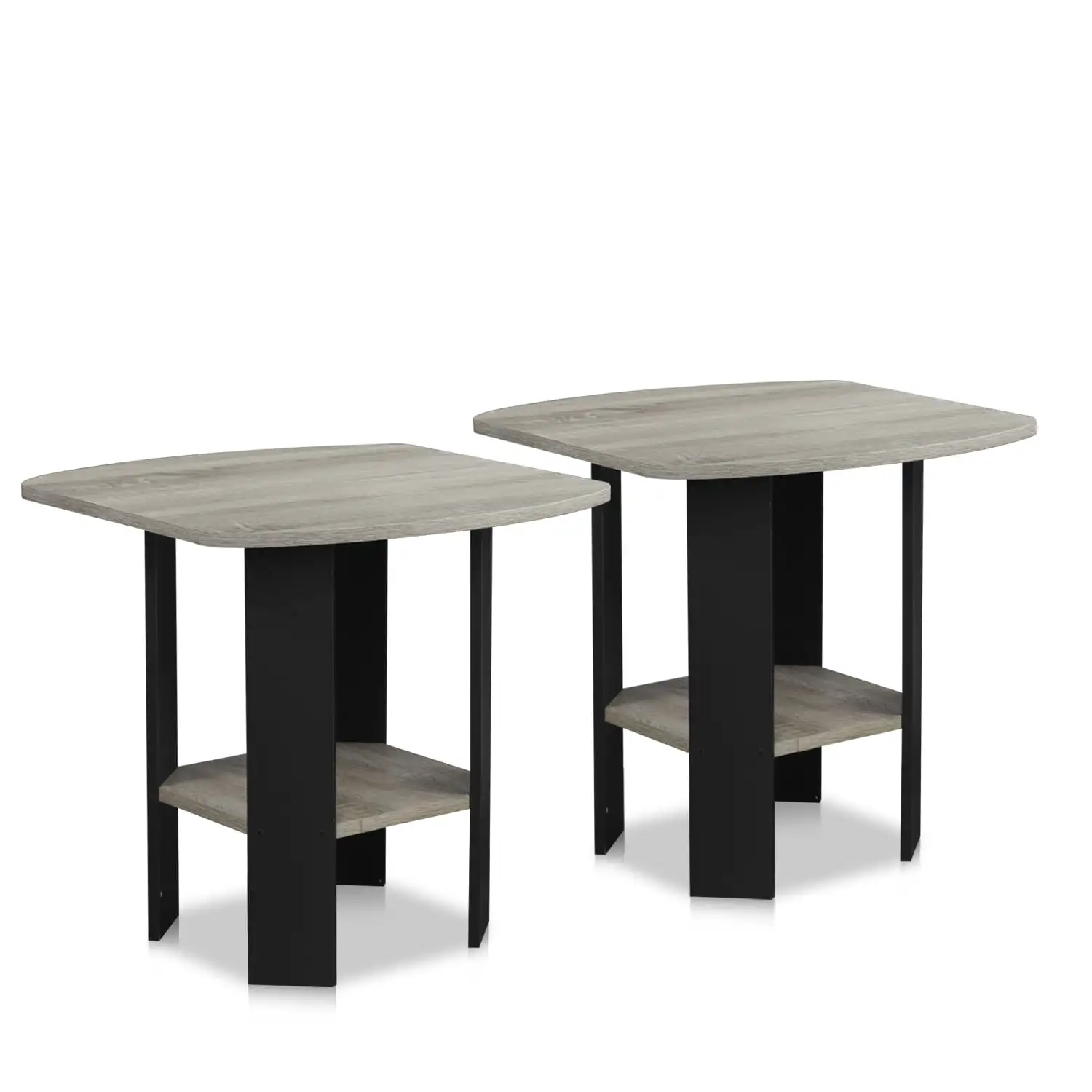

free shipping Simple Design End/Side Table French Oak Grey Set of 2