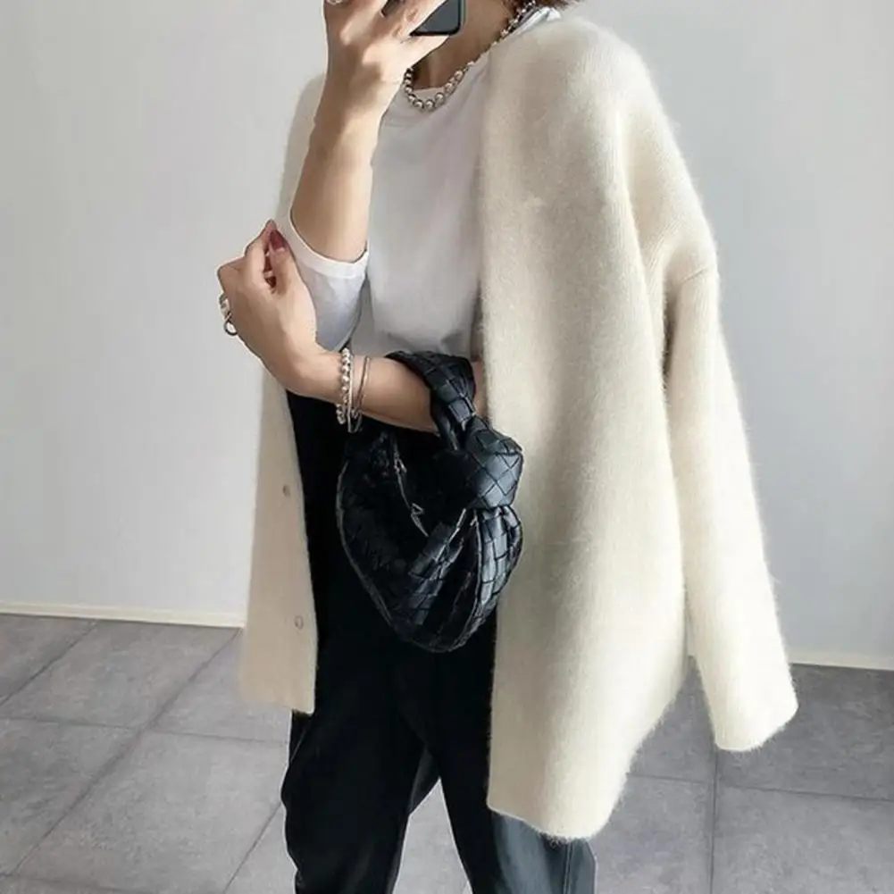 

Trendy Lady Coat Sweaters Winter Coat Knitted Korean Style Thick Women Coat Keep Warm