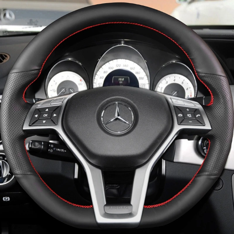 

For Mercedes Benz A45 AMG W176 C63 W204 CLA C117 CLS S-Model 2011-2016 Hand Sewn non-slip Leather Car Steering Wheel Cover
