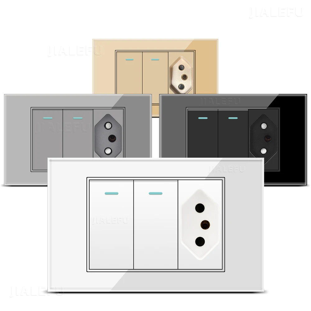 Настенная розетка из закаленного стекла 4 х2 10 А 20 белый зеркальный параллельный