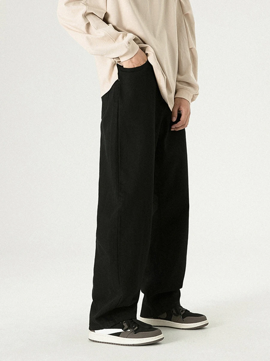 European and American Men Fashion Trend Street Loose Straight Casual Pants Men Wide Leg Drape Denim Trousers Fashion Streetwear