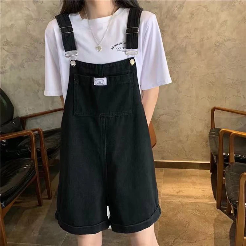 Женские комбинезоны в Корейском стиле однотонные брюки на бретелях преппи с