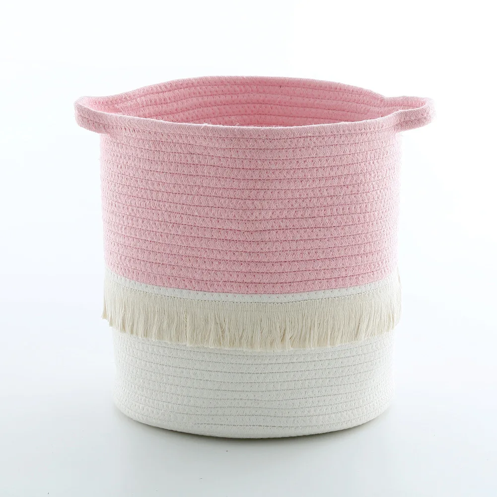 

Nordic Cotton Thread Tassel Storage Basket Woven Finishing Basket Nordic Home Finishing Frame Children's Room Decoration