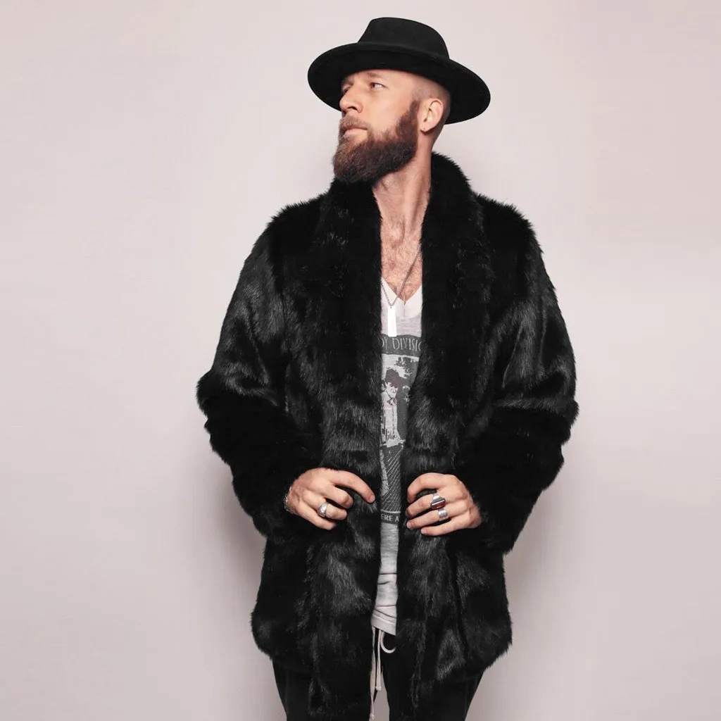 

Fashion Mens Warm Thick Coat Jacket Faux Outwear Cardigan Overcoat Trench Coat Men with Hood Synthetic Insulated Jacket Women