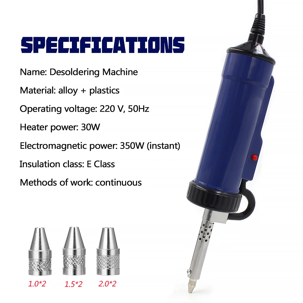 

EU Plug Electrical Automatic Portable Solder Sucker Soldering with 3 Suction Nozzles Professional Desoldering Machine