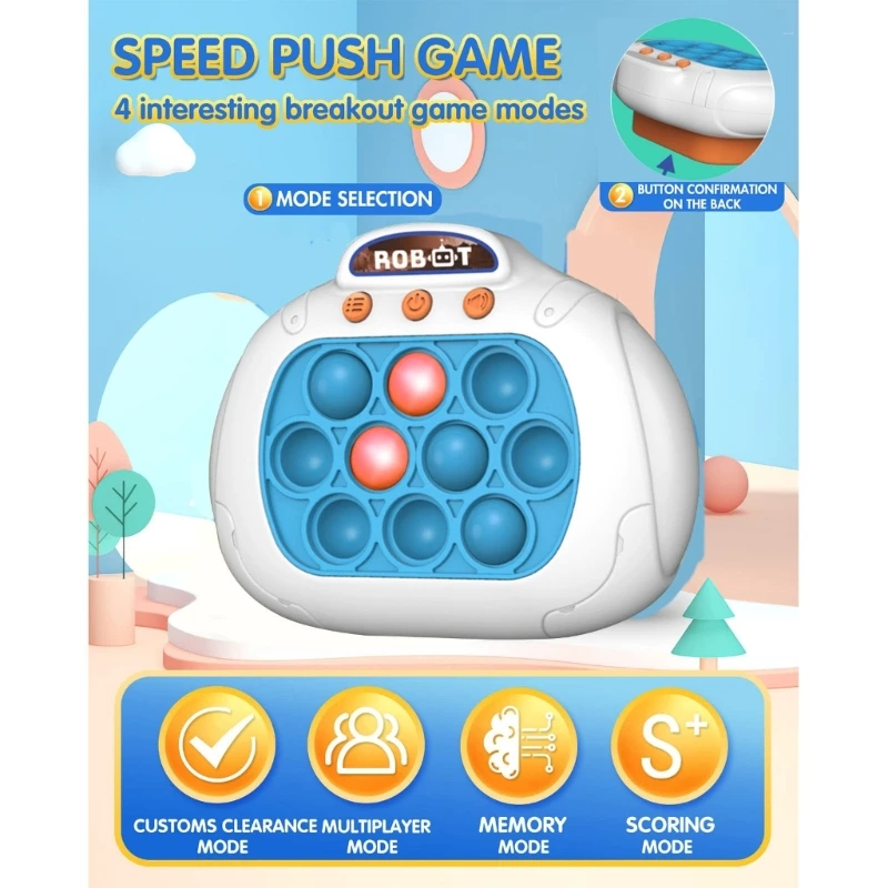 

Finger Press Handheld Game Console Toy Novelty Pop-Puzzle Sensory Gamepad Toy Kids Fine Motor Skill Toy Electronic Gift