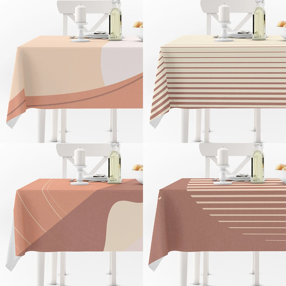 

Orange Rectangular Table Tablecloth Sunset Geometric Abstract Cover for Home Kitchen Waterproof Anti-stain Dining Table Manteles