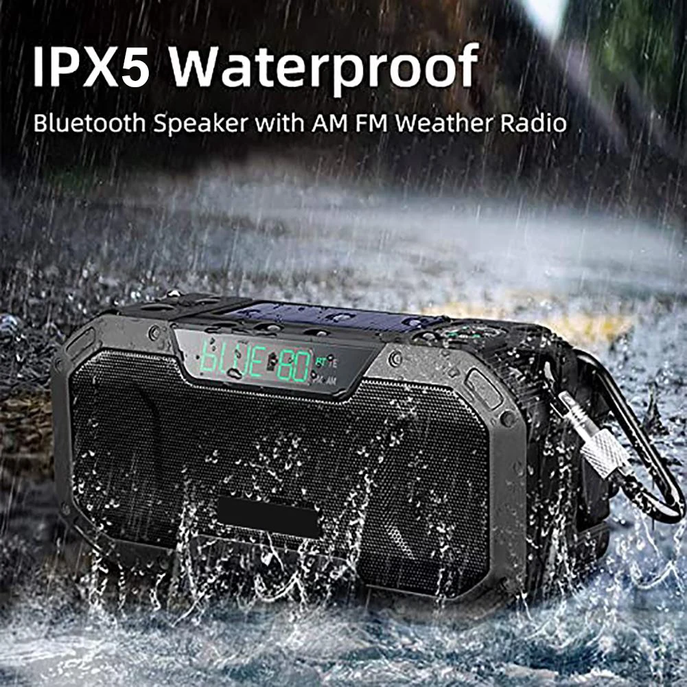 Портативный динамик с Bluetooth работающий от солнечной батареи AM/FM аварийный