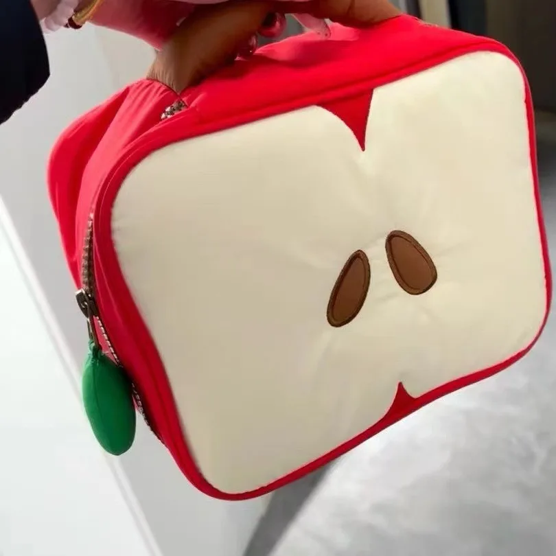 Косметичка с рисунком яблока из мультфильма женская дорожная сумка для хранения
