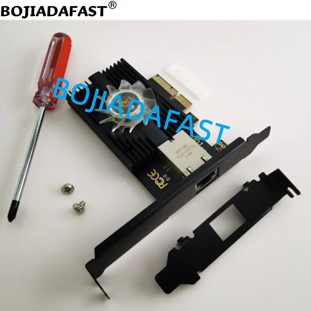 Фото Сетевая карта Ethernet 10000 Мбит/с (10 Гбит/с) с портом RJ45 для PCI-E 4X, серверная, AQC113C, с радиатором и RGB-вентилятором, поддержка WIN10/11, Linux №2