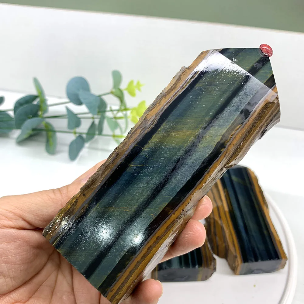

1 Pcs Natural Blue Tiger Eye Tower Healing Crystal Stone Point Energy Minerals Specimen Obelisk For Home Decoration