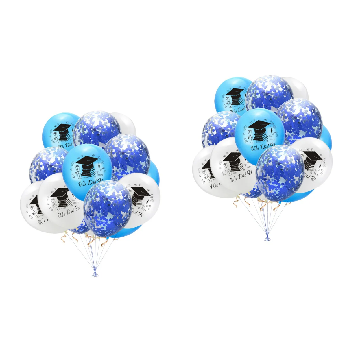 

30 Pcs Balloons Set Graduation Season Letters and Printing Balloons Decorative Sequin Balloons Kit for Wedding Baby