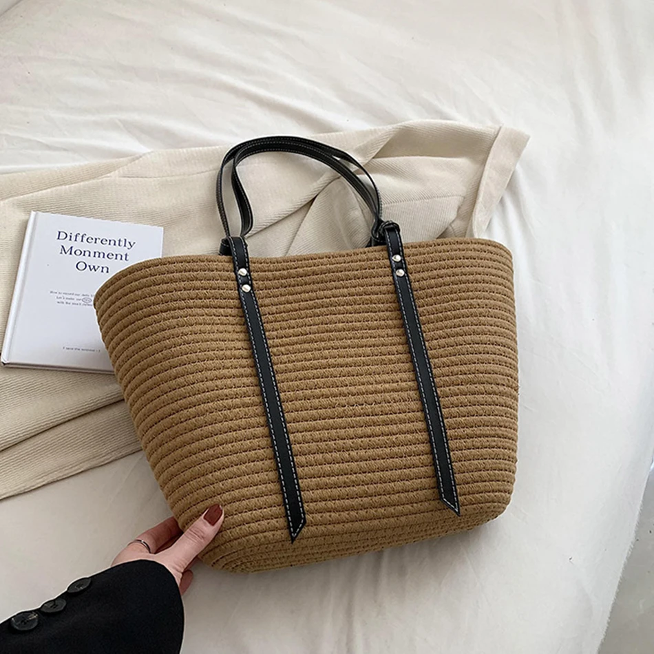 

Women's Beach Bags Designer Fashion Large Capacity Shoulder Bag New Trend Straw Weave Totes Luxury Female Handbags and Purses