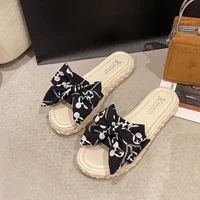 size 35 40 women slippers summer casual slides beach shoes ladies indoor slippers bohemia floral bow flip flops sandals femmes