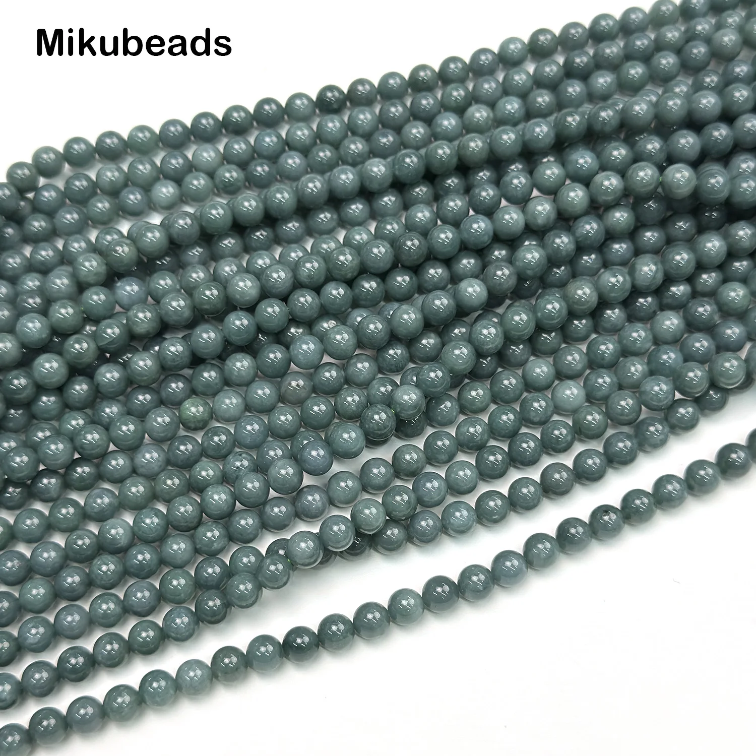 Гладкие круглые бусины из зеленого нефрита для изготовления ювелирных изделий
