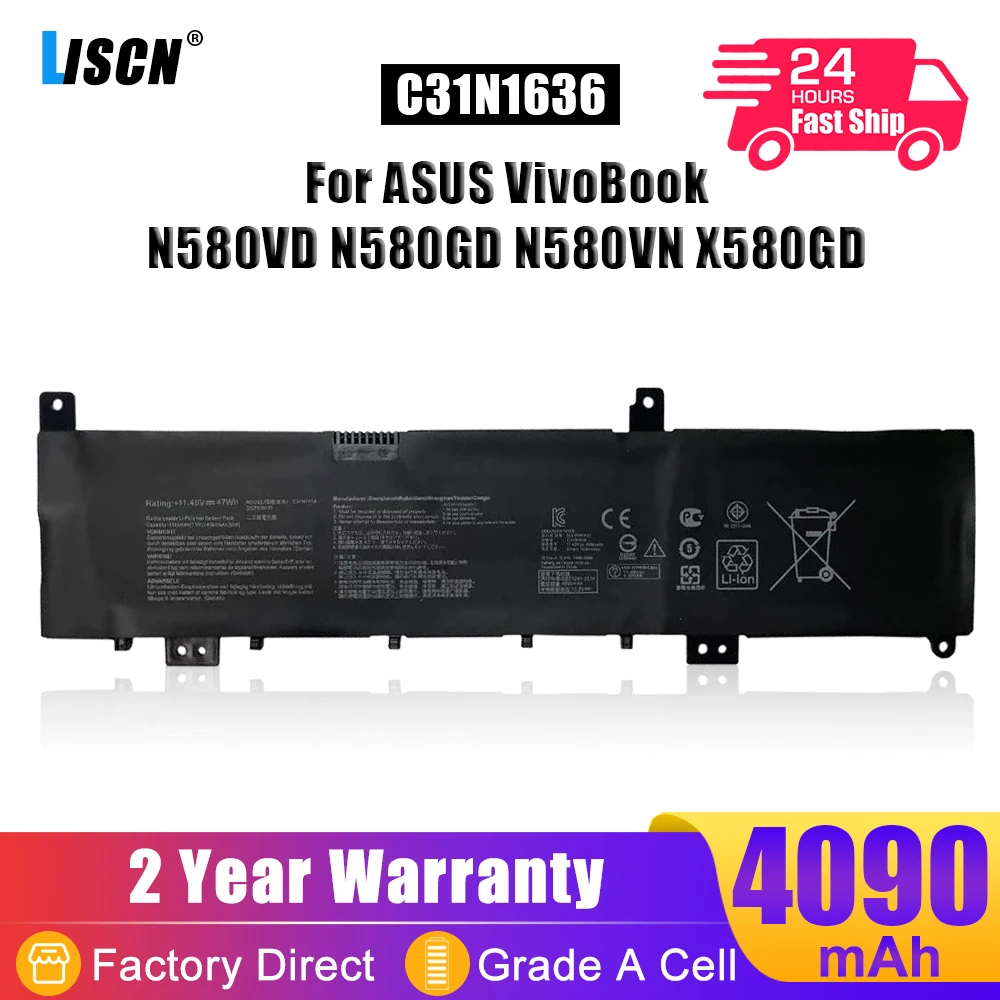 LISCN C31N1636 Аккумулятор для ноутбука ASUS VivoBook N580VD N580GD N580VN X580GD X580VD X580VN NX580VD M580GD ZenBook UX502VD