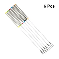 6pcs barbecue sticks stainless steel forks cheese fondue forks fork fruit fork for cooking baking roasting mixed color