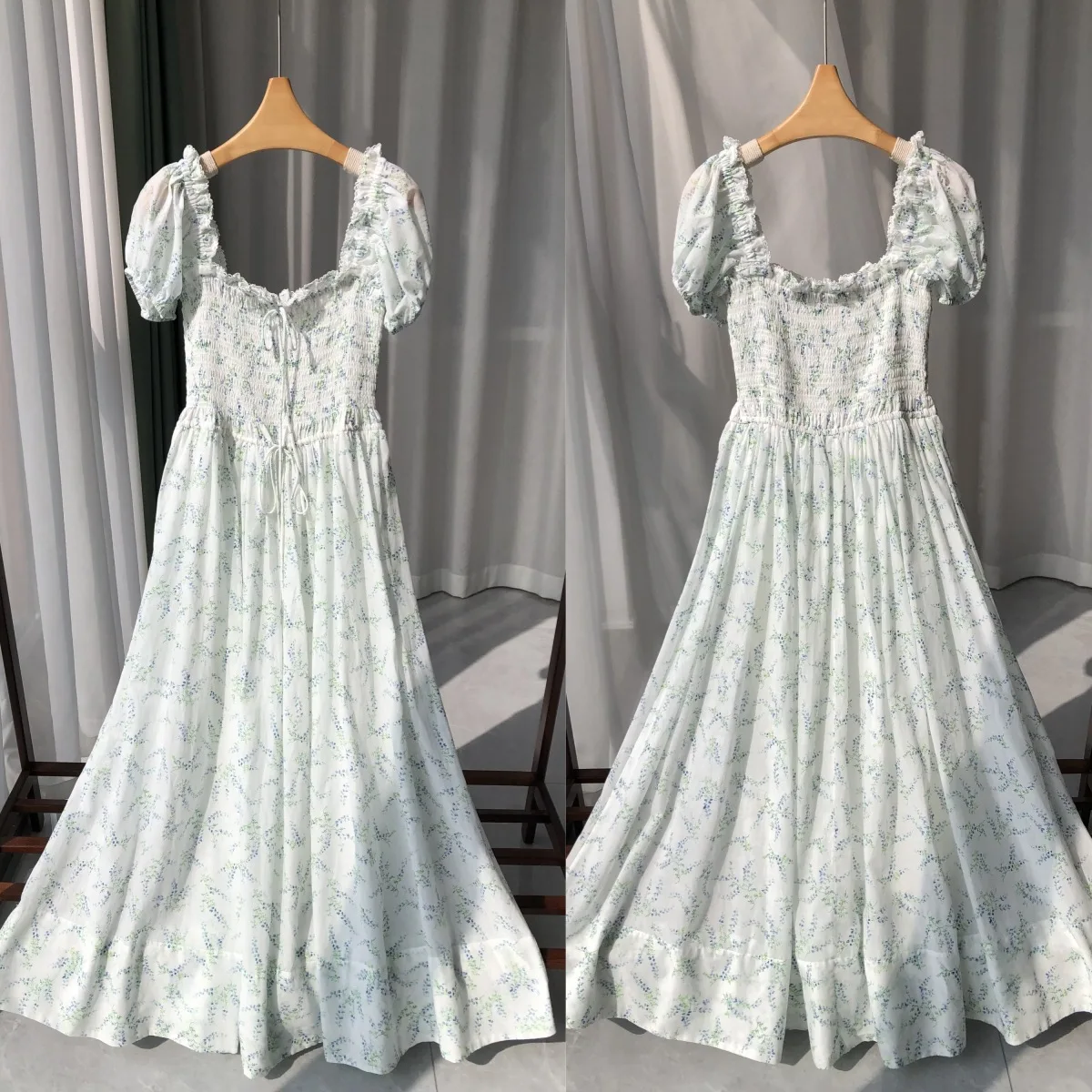 Свежая синяя колокольчик · французское романтическое роскошное платье с