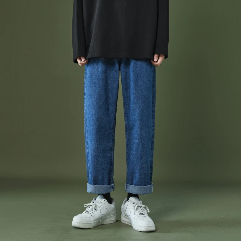 black Jeans Men Fashion Loose Straight Casual Pants Soft Denim Man Cowboy Streetwear Hip Hop Trousers Male Autumn Long Pants