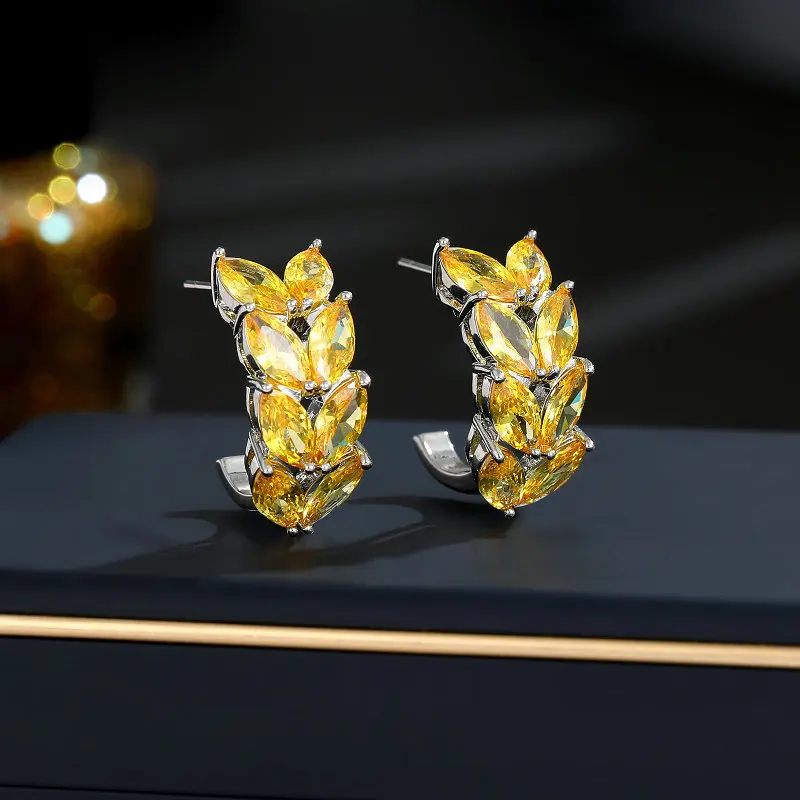 

925 Silver Needle Fashion Statement Ear rings with ears of wheat Brand Design Temperament Luxury Gold Plated Jewelry