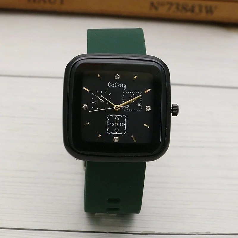 

Square Black Classic Ladies Watch Silicone Strap Simple Watch Sports Watches for Women Ladies Elegant Wristwatches часы женские