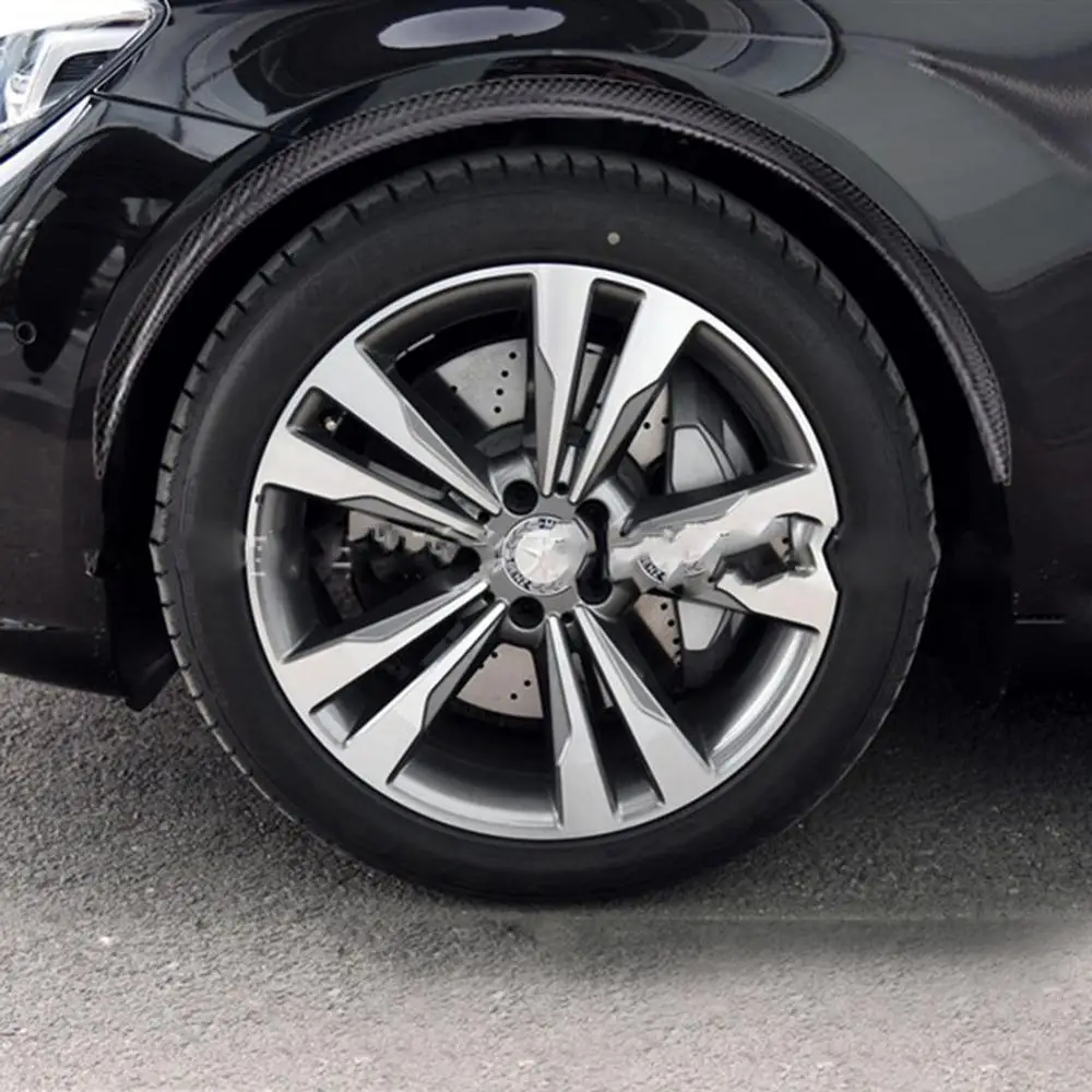 

2Pcs Protector Black Carbon Fiber Universal Wheel Eyebrow Strip Arch Trim Fender Flare Sticker Car Anti-Scratch Strip Moulding