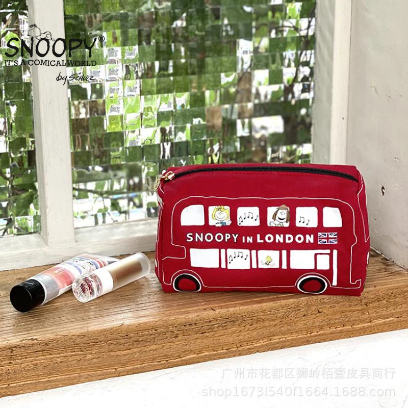

Kawaii Snoopy мультяшный автобус британский стиль косметичка прекрасная сумка для мытья и хранения