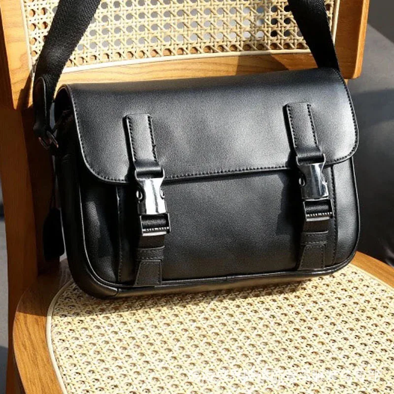 New Style Messenger Bag Fashion Color Blocked Cowhide Flap  Large Capacity Shoulder Bag