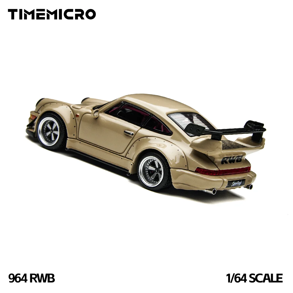 Фото Коллекционная модель автомобиля TimeMicro1:64 RWB 964 бежевого цвета в подарочной коробке, литая из сплава, для коллекции и демонстрации №4