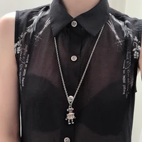 creativity fashion vintage men women robot pendant necklace hip hop street pop punk jewelry 2022 new sweater necklaces
