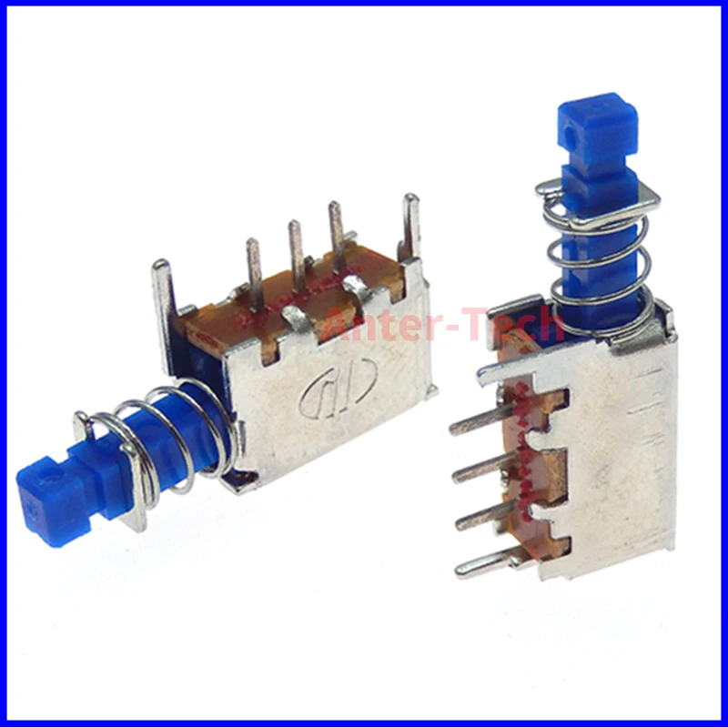 10 шт. A05 3-контактный переключатель питания для телевизора с пружиной самоблокирующийся Синий DC 12 В 50 мА однонаправленный кнопочный переключатель