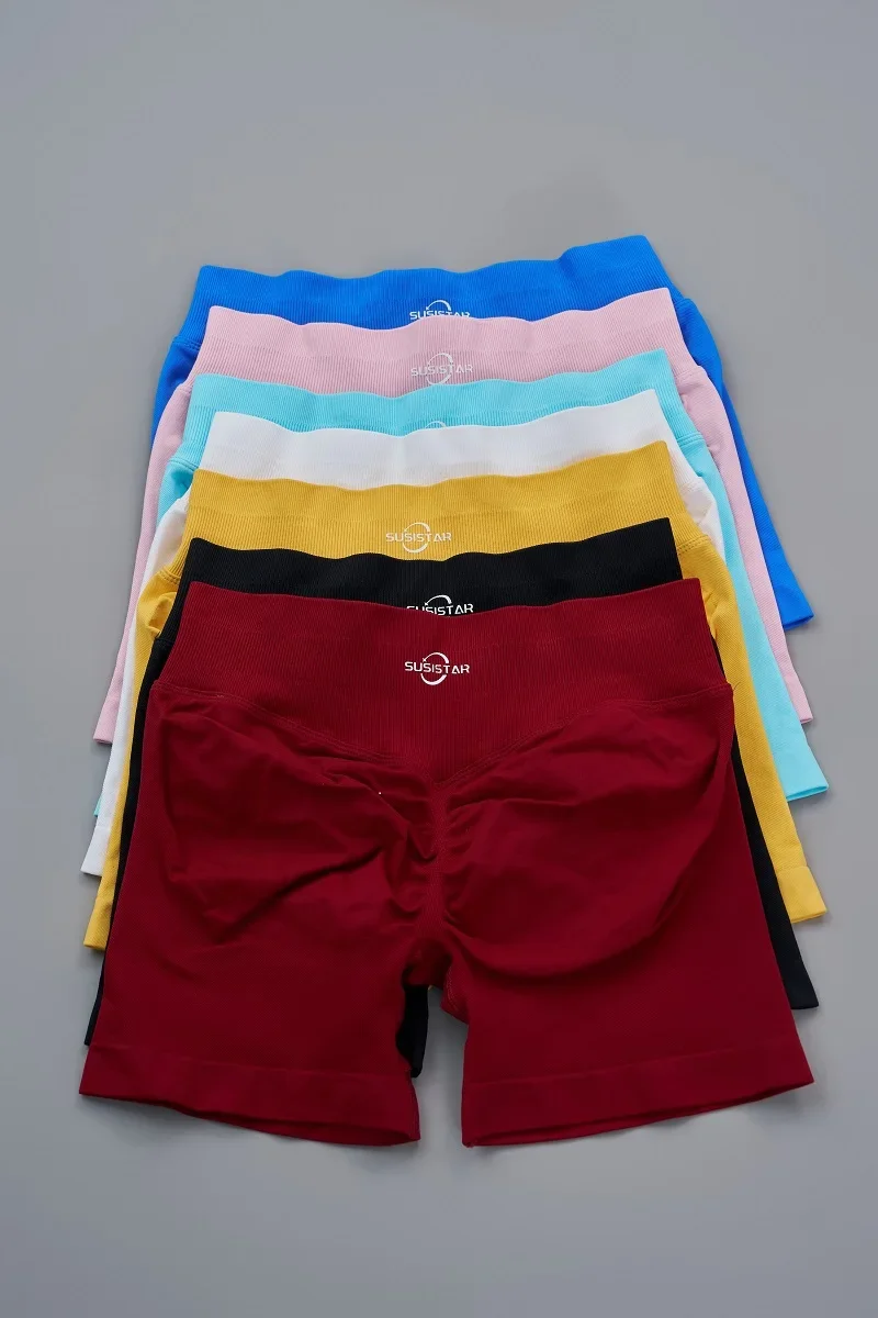 SUSISTAR Impact Shorts Low Ribbed Band Waist Женский продукт алоэ того же типа Бесшовные шорты для
