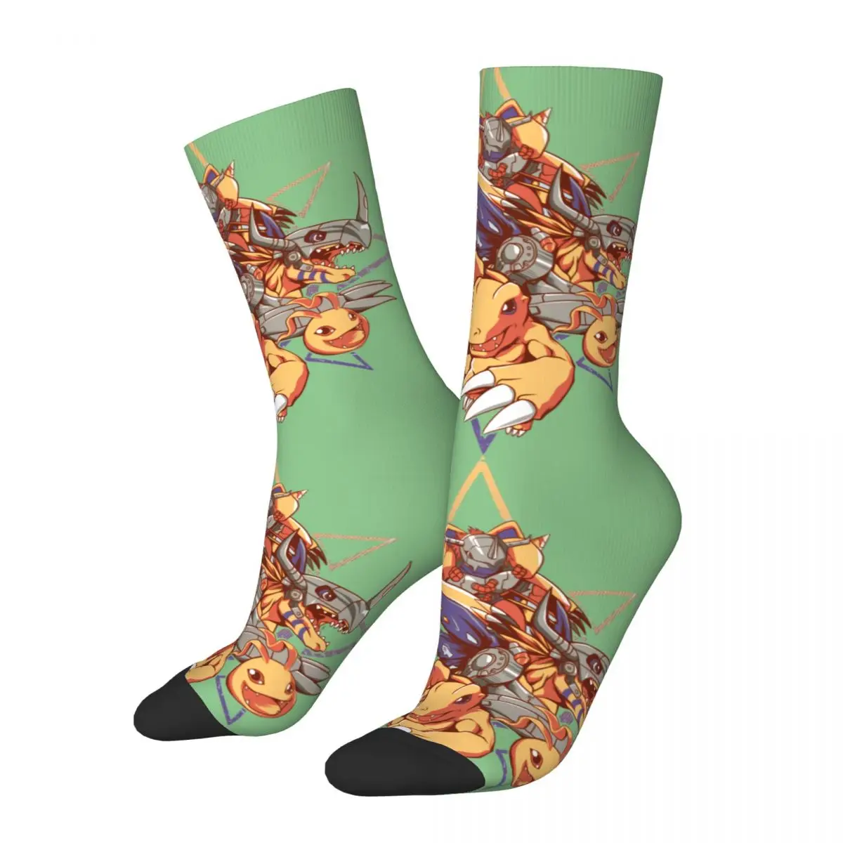 

Hip Hop Retro Agumon Crazy Men's Compression Socks Unisex Digital Monster Manga Harajuku Pattern Printed Happy Crew Sock