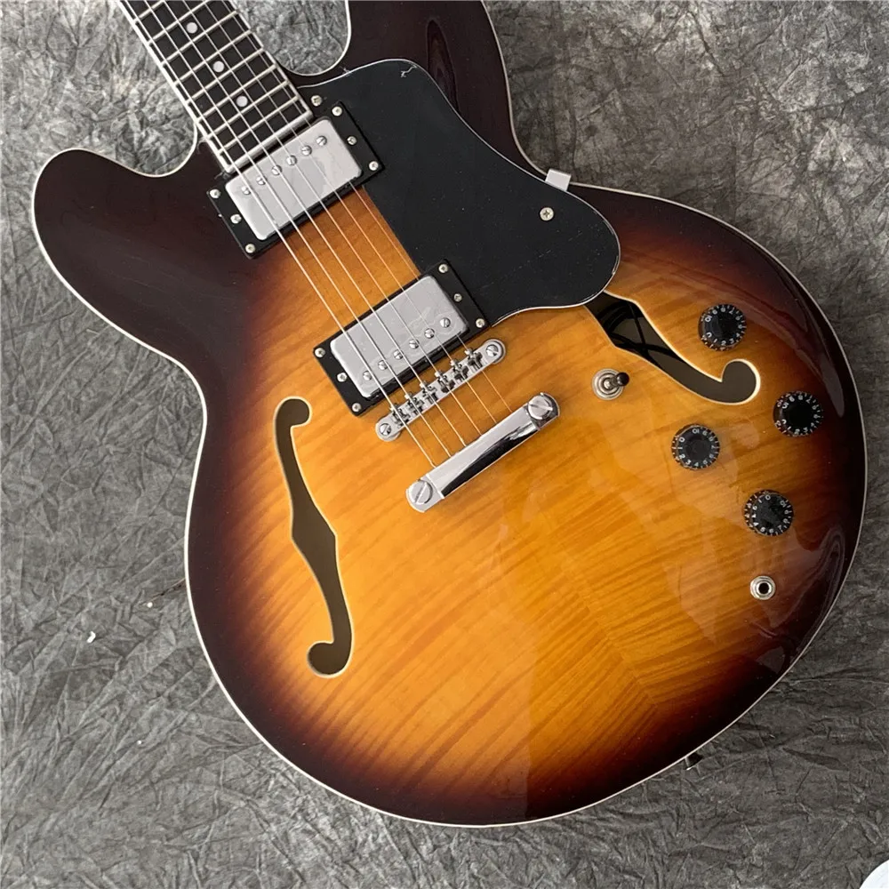 Hot Sale ES 335 Guitar Semi Hollow Jazz Guitar Vintage Sunburst Version Chrome Hardware Free Shipping Guitars Guitarra