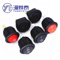 yyt 10pcs rocker switch round shape 20mm with light 3pin 2pin 2nd gear 3rd gear red kcd1 105
