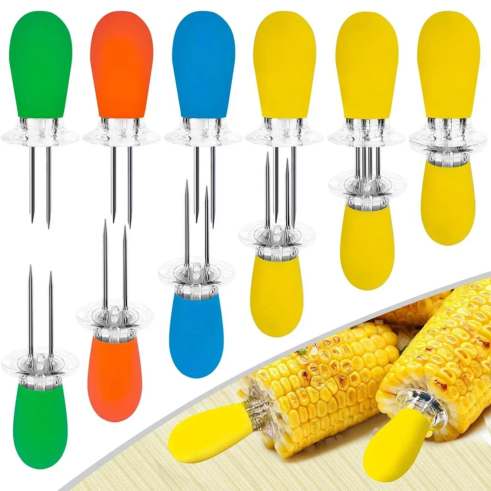 

8pcs/set Corn Holders Stainless Steel BBQ Corn Holders Barbecue Hot Dog Meat Forks BBQ Accessories