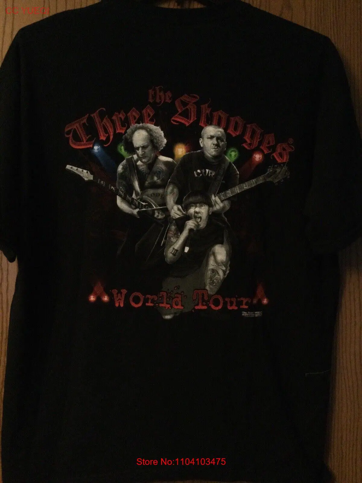 The Three Stooges — Старый школа World Tour черная рубашка 2007 года XL