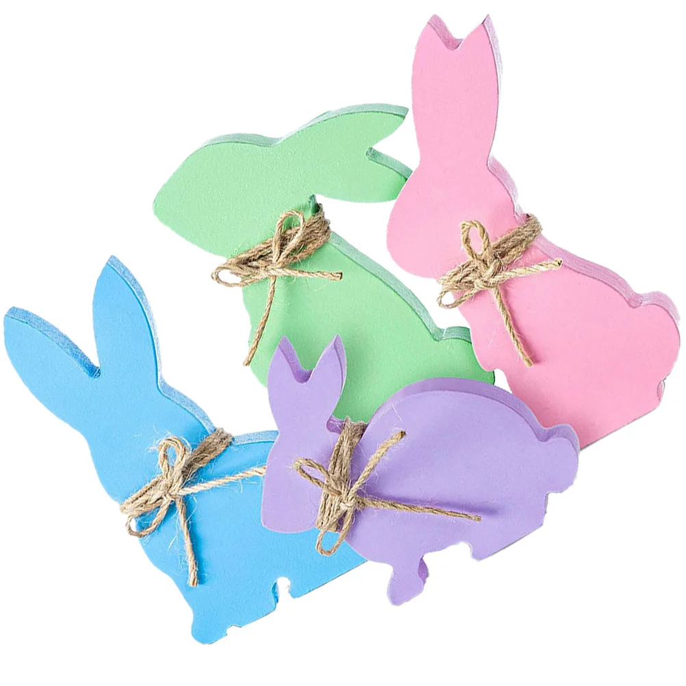 

Easter Decor Bunny Tray Wood Signs Decorations Tiered Wooden Centerpiece Sign Figurine Spring Tabletop Table Tier Rabbit Craft