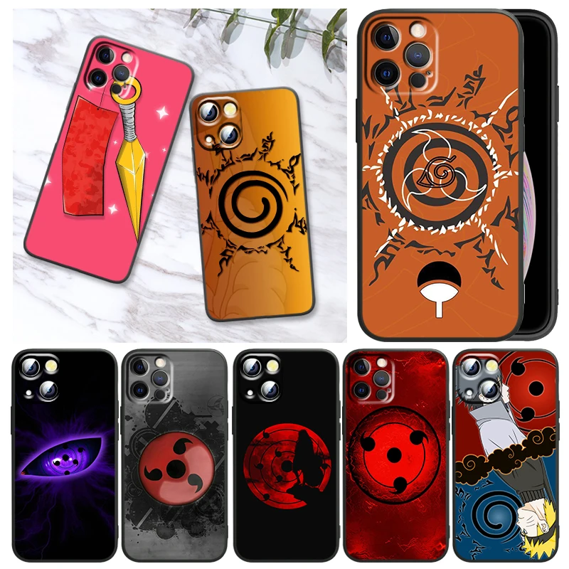 

Fashion Naruto LoGo For Apple iPhone 13 12 Pro Max Mini 11 Pro XS Max X XR 8 7 6 Plus SE2020 Black Phone Case Funda Capa